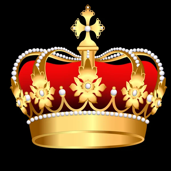 Corona de oro con perla y hoja — Vector stock © Yurkina #7200327
