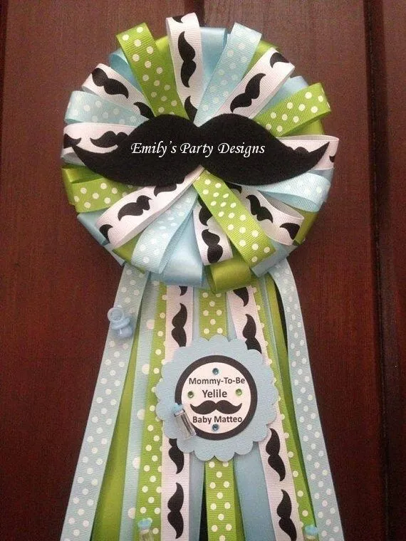 Corsage Para Baby Shower Bigote. por designsbyemilys en Etsy