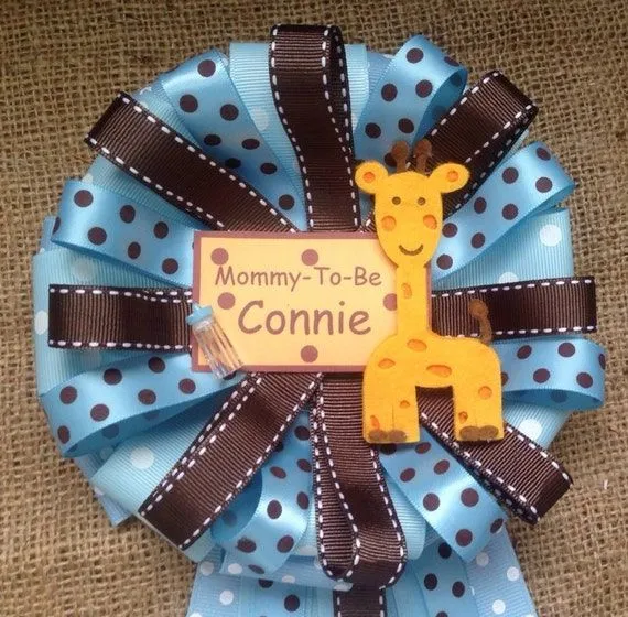 Corsage de jirafas para baby shower - Imagui