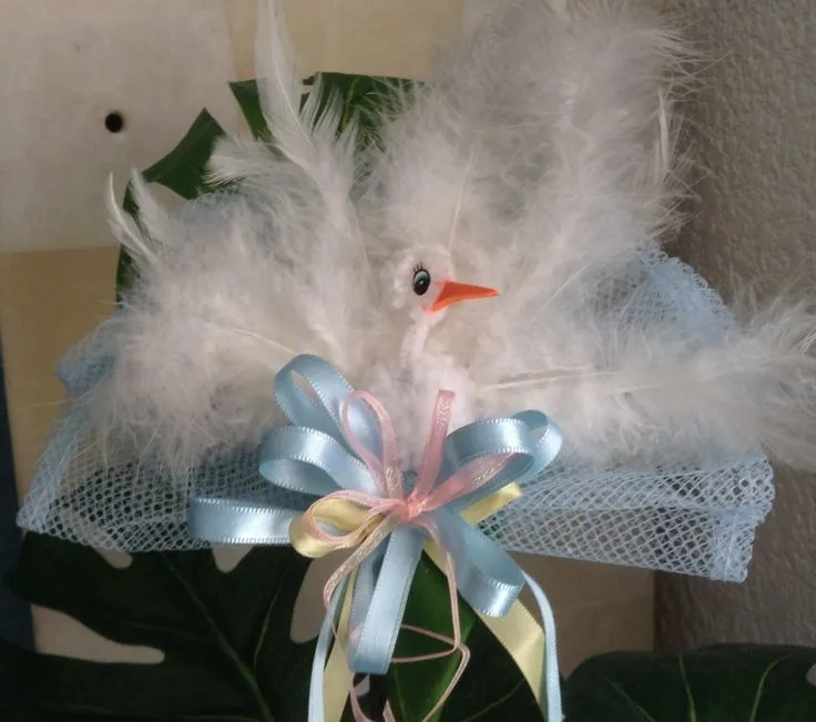 CORSAGE DE CIGÜEÑA PARA BABY SHOWER. | Decoración baby shower ...