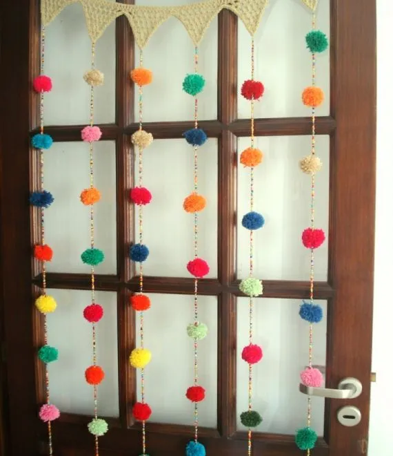 Cortina crochet Mil pompones - Crochet - Tejidos de Punto - 494884 ... Cortina crochet Mil pompones - Crochet - Tejidos de Punto - 494884 ...