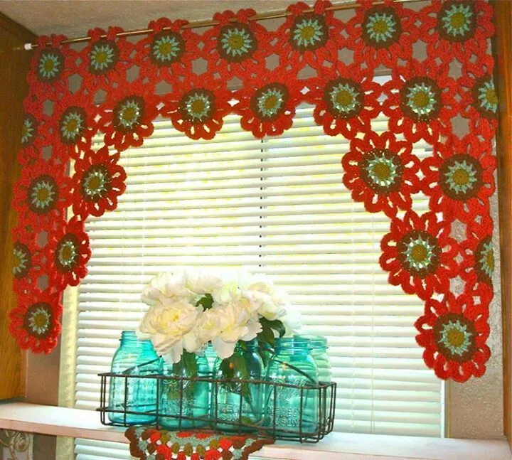 Cortinas a crochet con flores patrones - Imagui