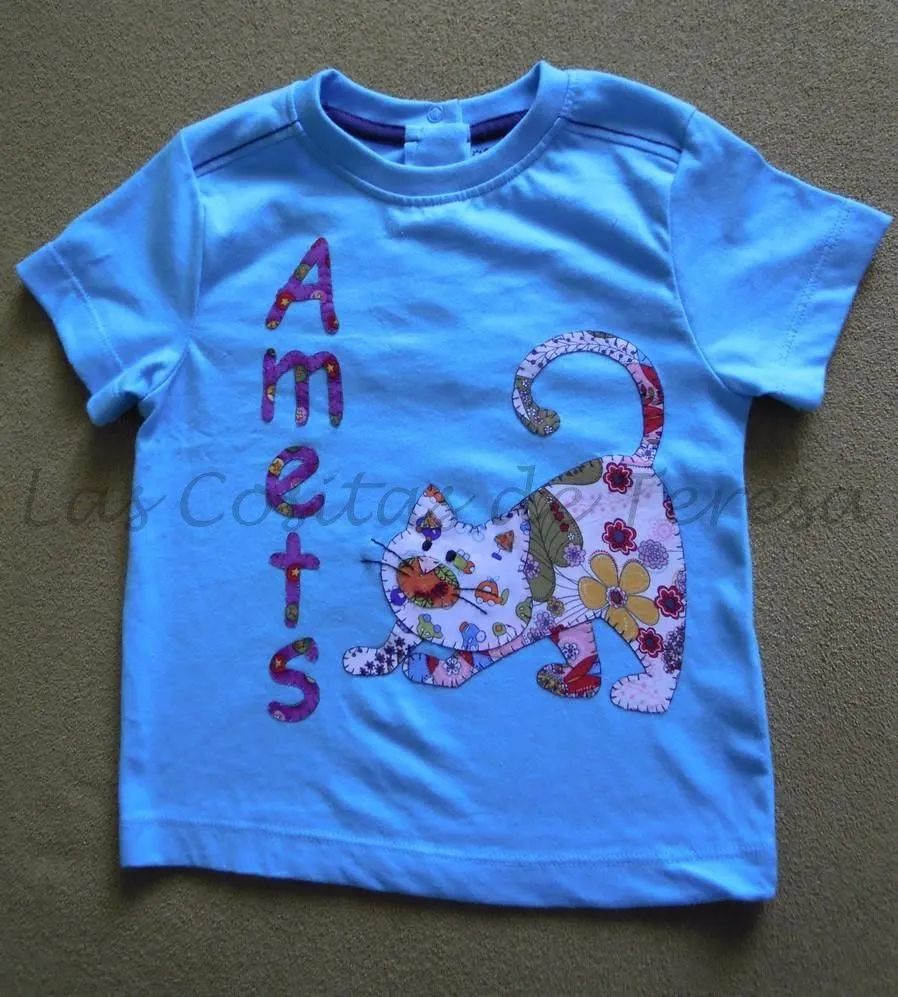 Las Cositas de Teresa: Camiseta Gato de patchwork para Amets