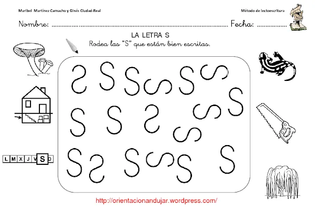 CoSqUiLLiTaS eN La PaNzA BLoGs: FICHAS PARA TRABAJAR LA LETRA S