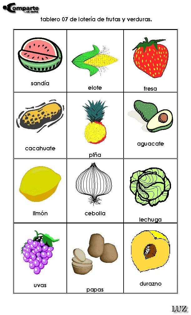 CoSqUiLLiTaS eN La PaNzA BLoGs: LOTERÍA FRUTAS Y VERDURAS (EN ...