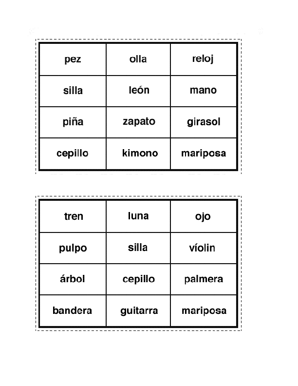 Loteria de silabas para imprimir - Imagui