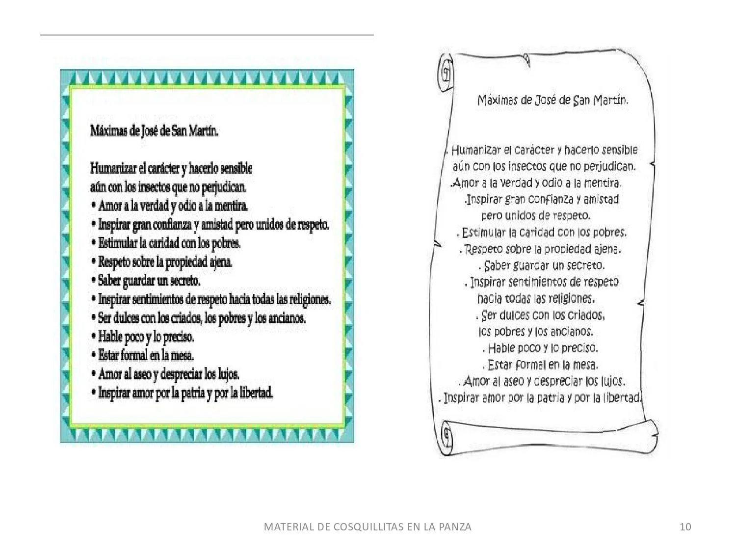 CoSqUiLLiTaS eN La PaNzA BLoGs: MÁXIMAS DE SAN MARTÍN A SU HIJA ...
