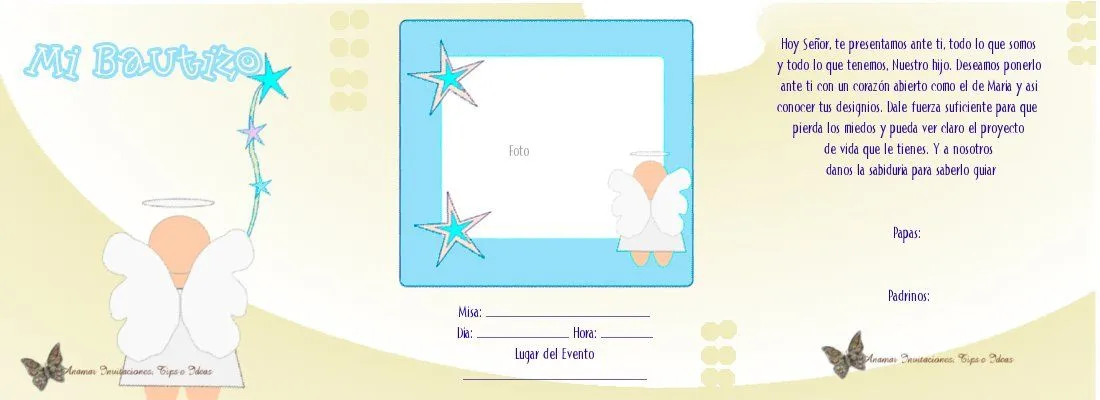 CoSqUiLLiTaS eN La PaNzA BLoGs: TARJETAS E INVITACIONES PARA BAUTISMO