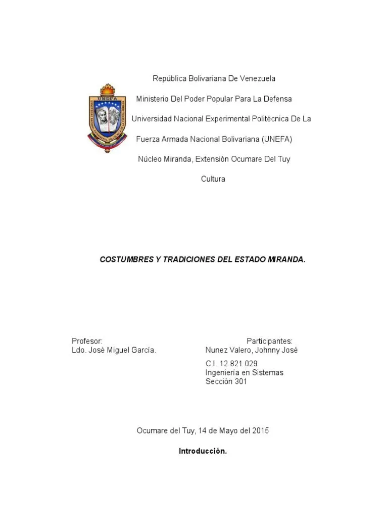 Costumbres y Tradiciones Del Estado Miranda. | PDF | Postres | Alimentos Costumbres y Tradiciones Del Estado Miranda. | PDF | Postres | Alimentos