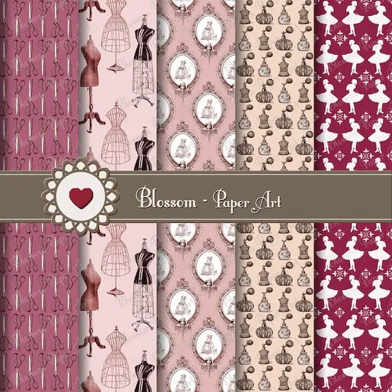 Costura Papeles para imprimir para artesanías por blossompaperart Costura Papeles para imprimir para artesanías por blossompaperart