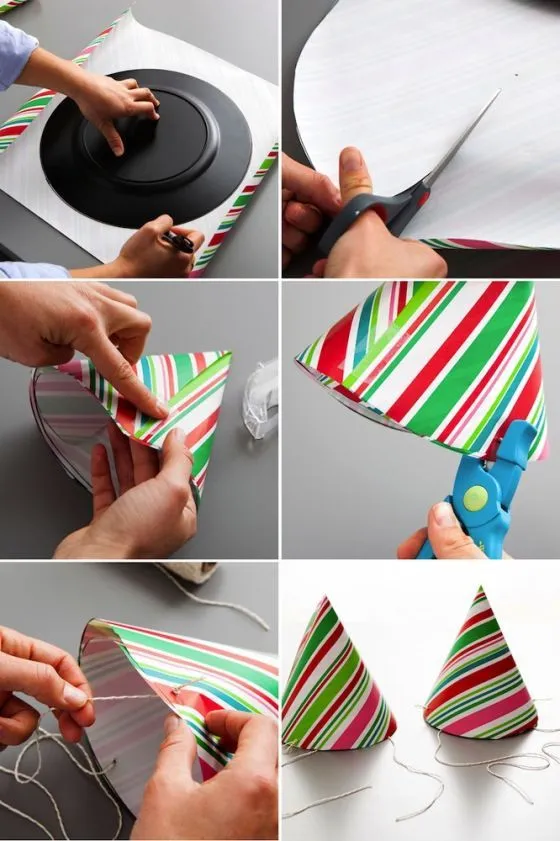 Cotillón casero con papel de regalo tutorial DIY | Ecoideas ... Cotillón casero con papel de regalo tutorial DIY | Ecoideas ...