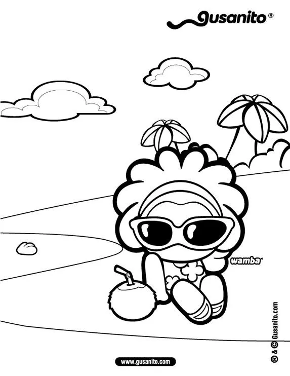 Dibujos para colorear GUSANITO, Wamba en la playa para imprimir Dibujos para colorear GUSANITO, Wamba en la playa para imprimir