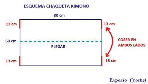 Craft Lovers ♥ Chaqueta kimono por Espacio Crochet | http://www ... Craft Lovers ♥ Chaqueta kimono por Espacio Crochet | http://www ...