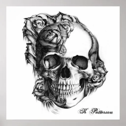 cráneo color de rosa póster | Zazzle