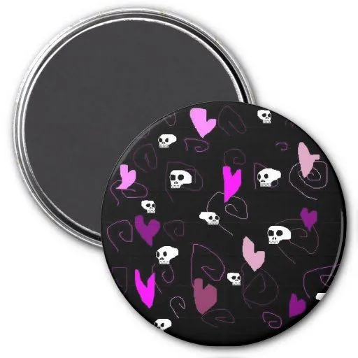 Cráneos góticos y corazones de EMO Imanes Para Frigoríficos de Zazzle.