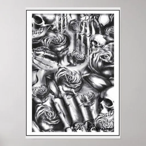Cráneos y rosas póster | Zazzle