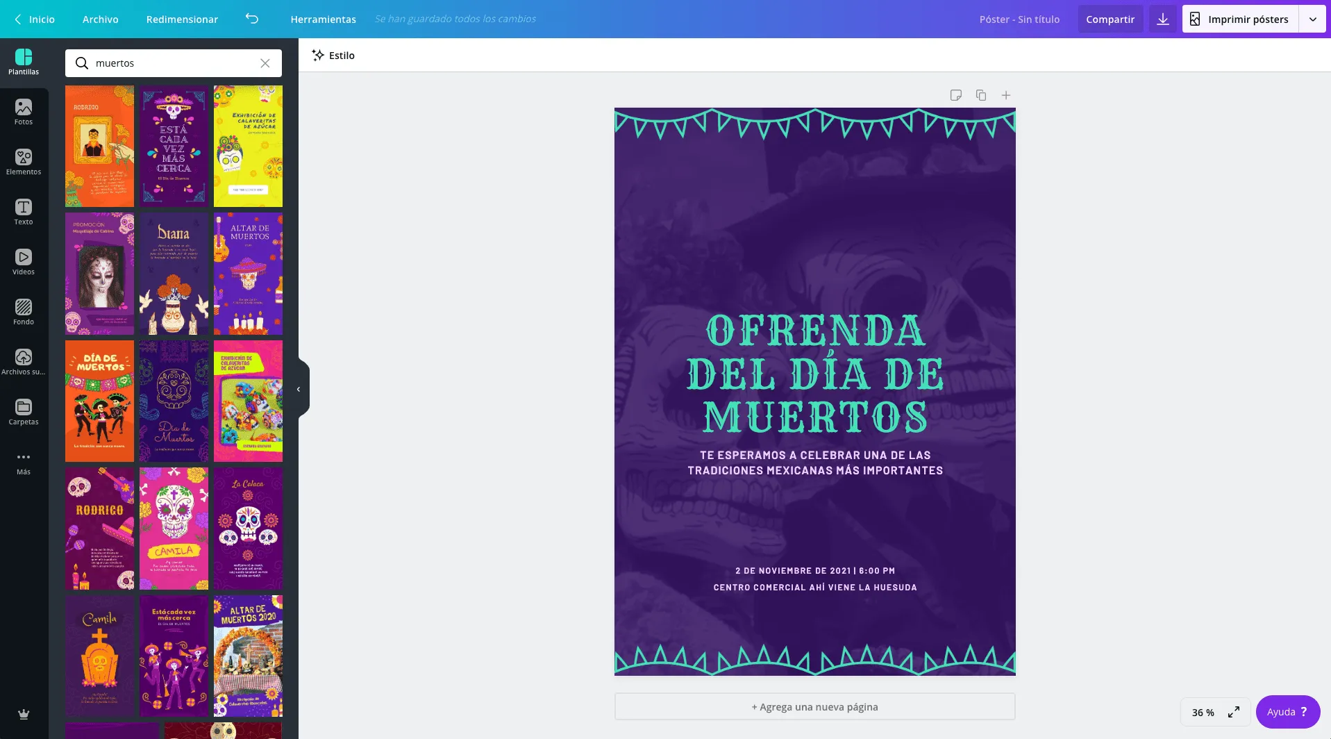 Crea carteles de Día de Muertos online gratis - Canva Crea carteles de Día de Muertos online gratis - Canva