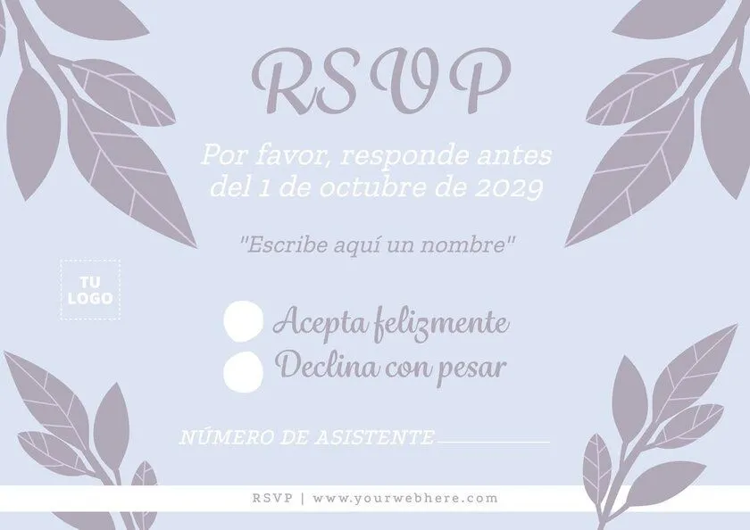 Crea Tarjetas RSVP con plantillas editables online