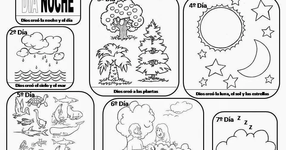 La Creación de Dios para Colorear ~ Dibujos para Niños La Creación de Dios para Colorear ~ Dibujos para Niños
