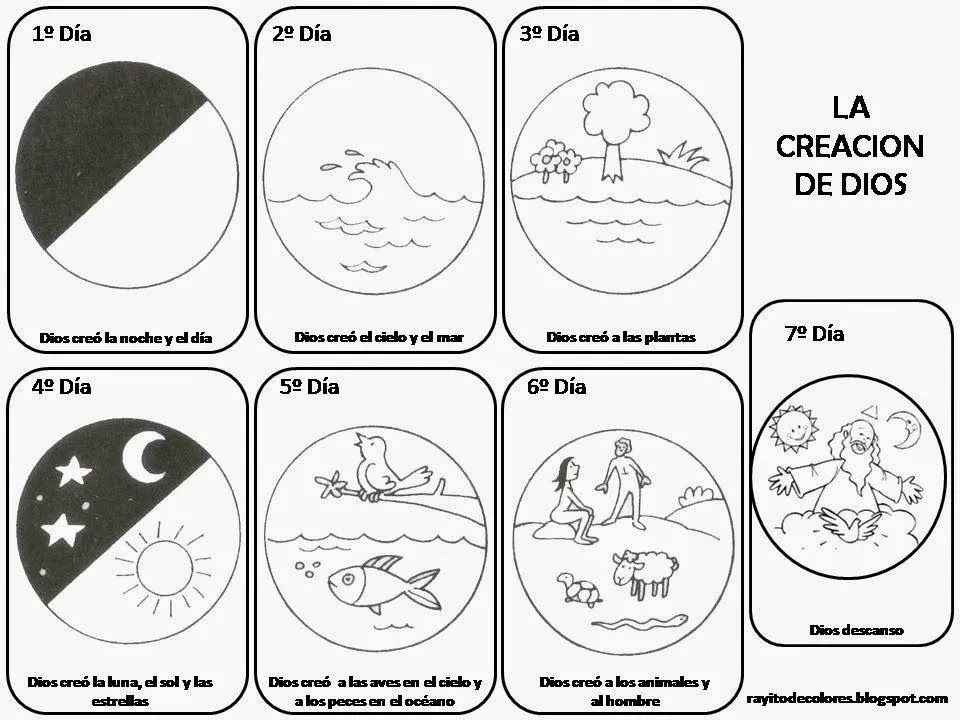 La Creación de Dios para Colorear ~ Dibujos para Niños La Creación de Dios para Colorear ~ Dibujos para Niños