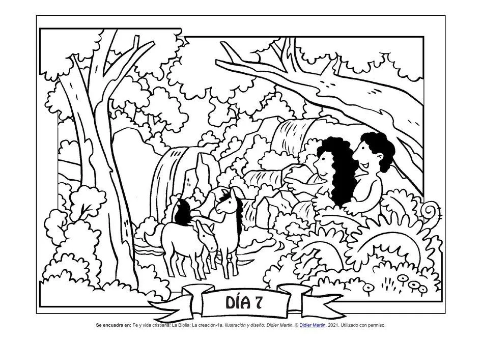 La creación del mundo: Dios descansó—Página para colorear | Rincón de las maravillas La creación del mundo: Dios descansó—Página para colorear | Rincón de las maravillas
