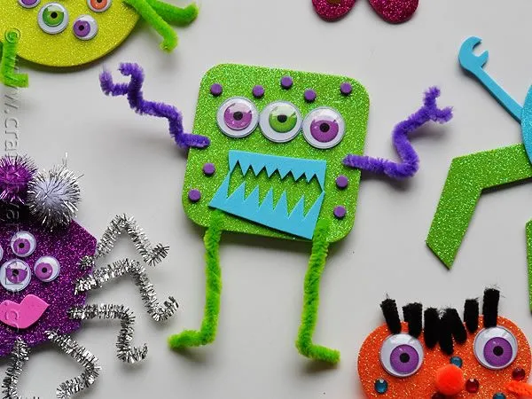 Simpáticos monstruos de goma eva - Guía de MANUALIDADES Simpáticos monstruos de goma eva - Guía de MANUALIDADES