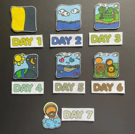 Los 7 Días de La Creación Se Sintieron 2 // Piezas de Tablero - Etsy España