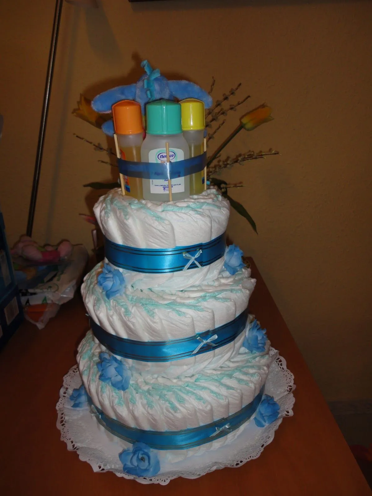 Torta de pañales para baby shower niño - Imagui