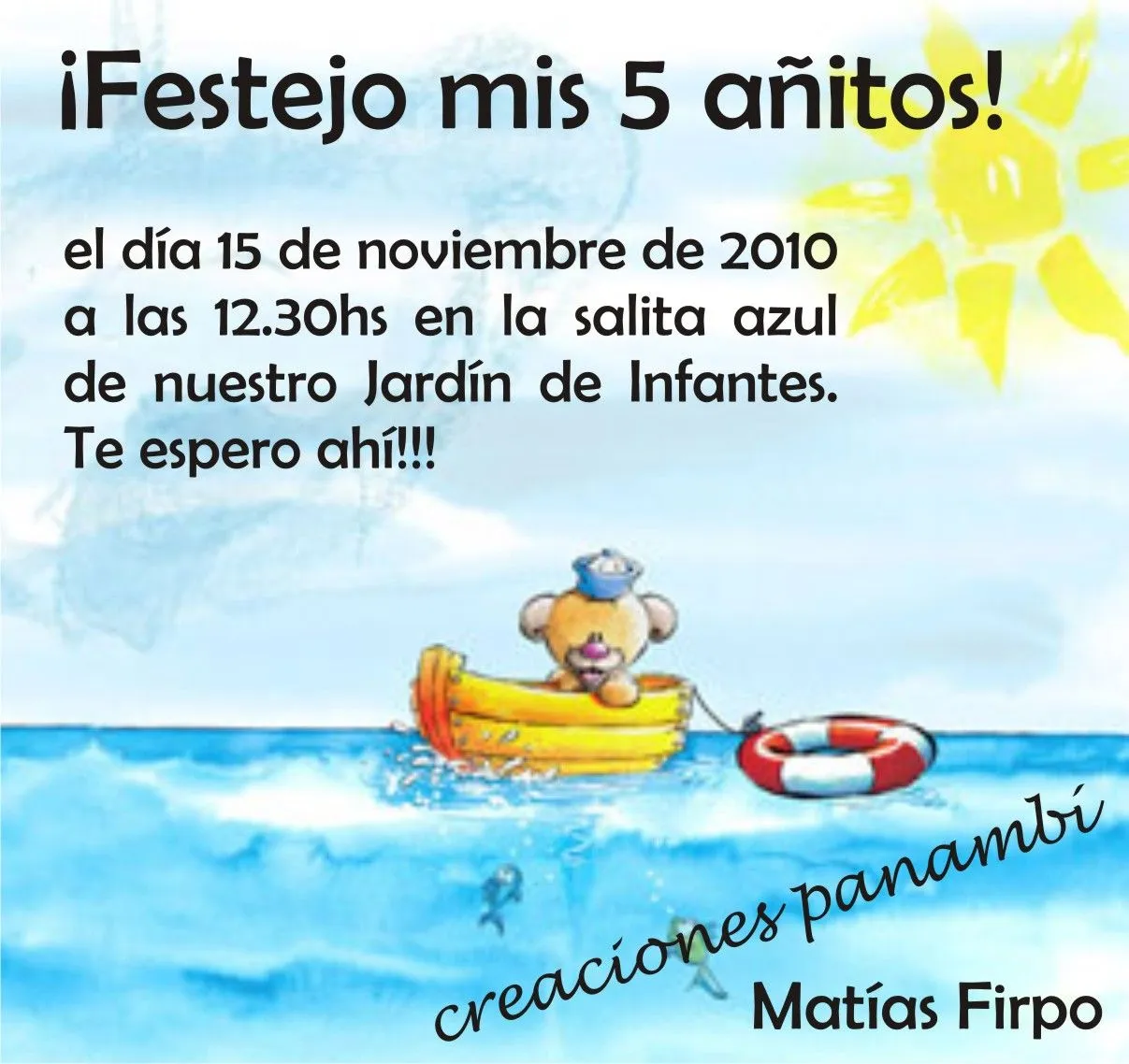 Creaciones Panambí: Invitaciones para cumpleaños infantiles Creaciones Panambí: Invitaciones para cumpleaños infantiles