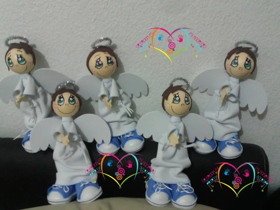 Angelitos y angelitas fofuchas para bautizos