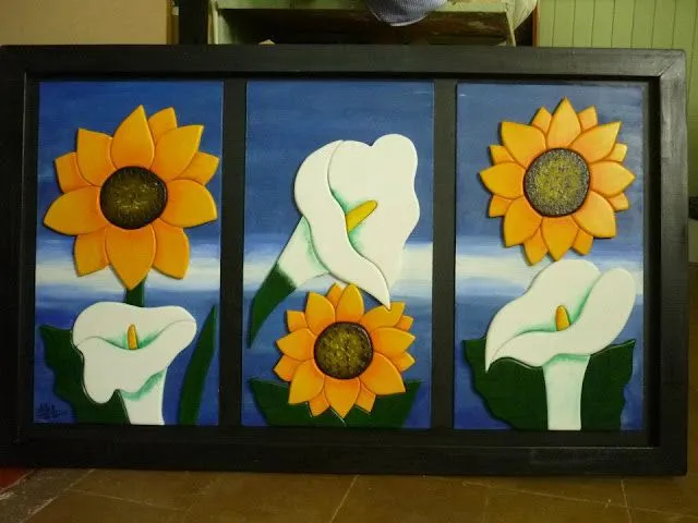 CREACIONES DE SILVIA: Cuadro de ALBA, Encastre de flores!!