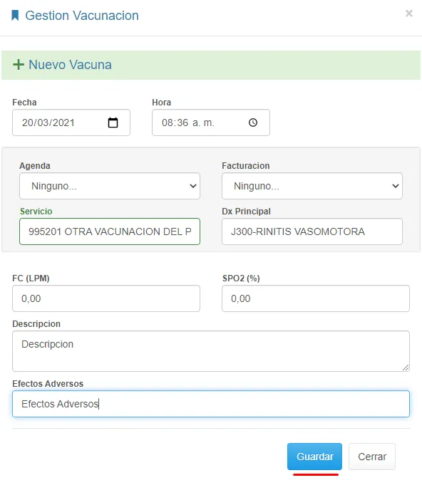 Crear Carnet de Vacunación