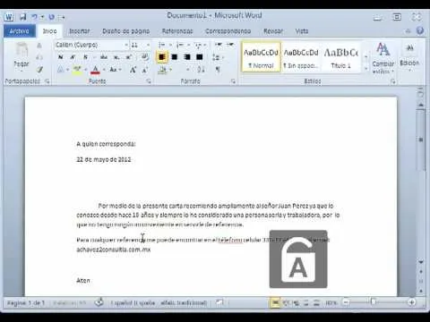 Cómo crear una Carta de recomendación en Word 2010 - YouTube Cómo crear una Carta de recomendación en Word 2010 - YouTube