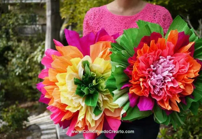 Como Puedo Crear: Flores en Papel Crepe Tutorial