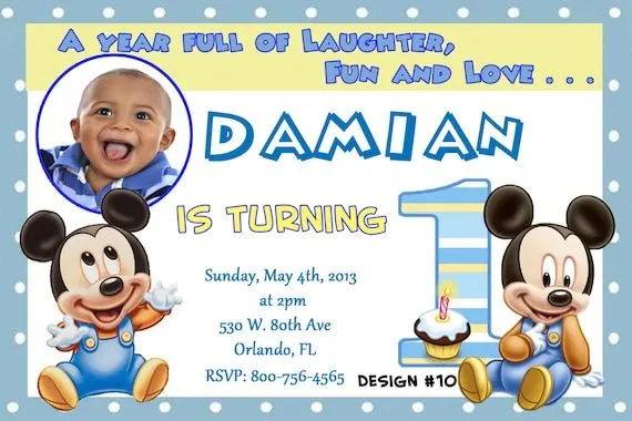 Invitaciones de baby Mickey Mouse - Imagui
