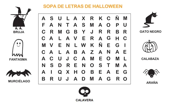 Dibujos para Colorear: Sopa de letras Halloween Dibujos para Colorear: Sopa de letras Halloween