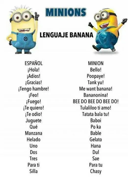 Creías que conocias todo sobre los Minions? Aca esta el idioma ... Creías que conocias todo sobre los Minions? Aca esta el idioma ...