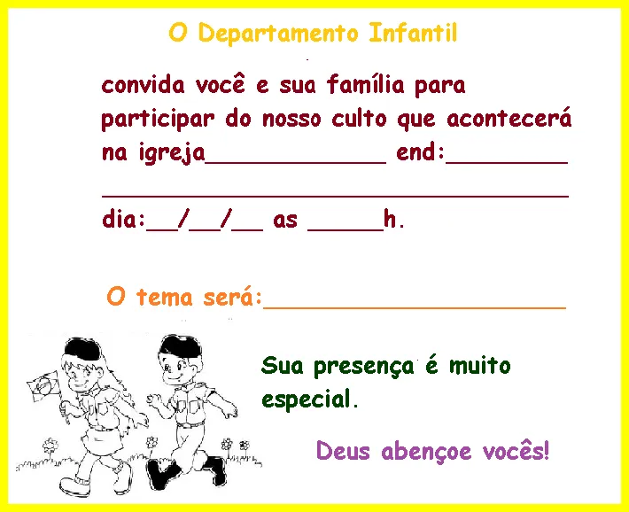 Crescendo com Cristo: Mais modelos de convites para culto infantil