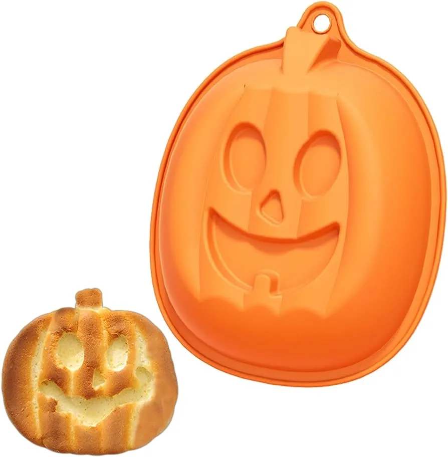 Crethinkaty - Molde de silicona de calabaza para hornear, 10.7 pulgadas de Halloween, novedoso utensilios para hornear Crethinkaty - Molde de silicona de calabaza para hornear, 10.7 pulgadas de Halloween, novedoso utensilios para hornear