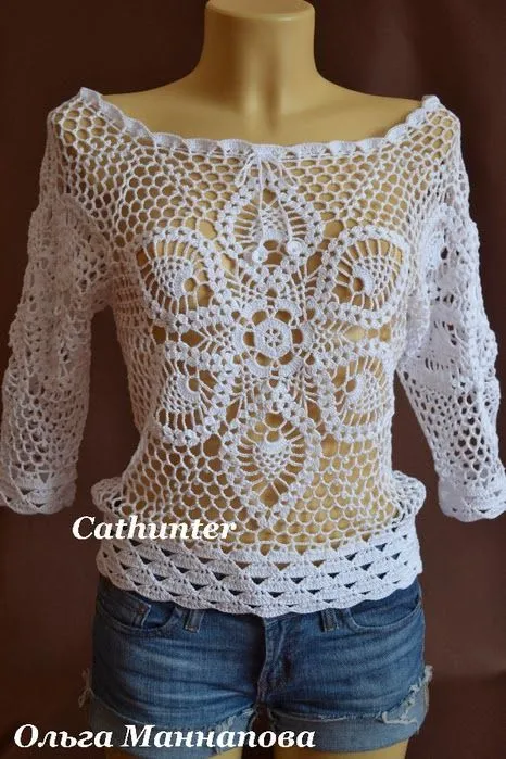Crochê Gráficos: Blusa com motivos branca | fotos para fazer ... Crochê Gráficos: Blusa com motivos branca | fotos para fazer ...
