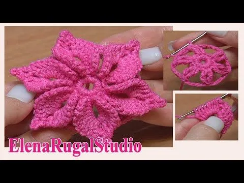 Crochet 3D Flower Tutorial 46 Fleur au crochet facile à réaliser ... Crochet 3D Flower Tutorial 46 Fleur au crochet facile à réaliser ...
