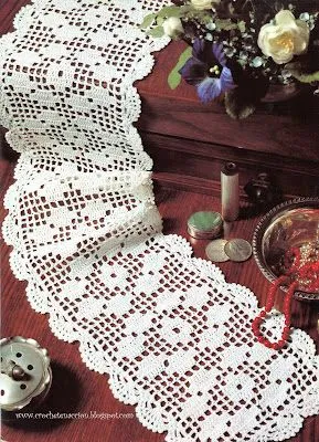 Crochet En Acción: Caminos de mesa tejidos a punto de red Crochet En Acción: Caminos de mesa tejidos a punto de red
