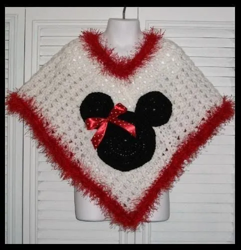 Crochet es un arte: aplique minnie, poncho, vestido tejido
