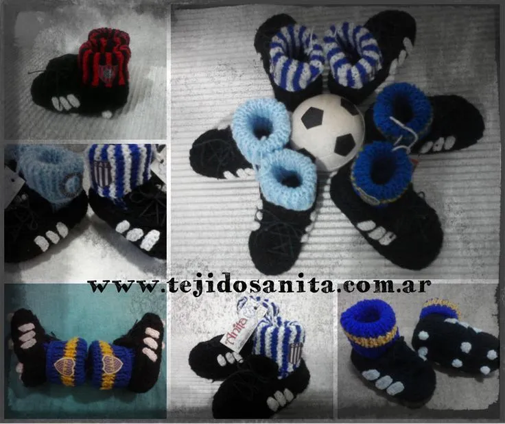 Crochet Escarpines para varones tipo botines de fútbol. - soccer ...