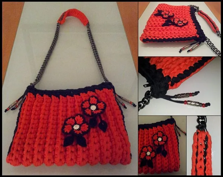 Crochet from "trapillo" [Concurso: bolsos hechos a mano | Aprender ... Crochet from "trapillo" [Concurso: bolsos hechos a mano | Aprender ...