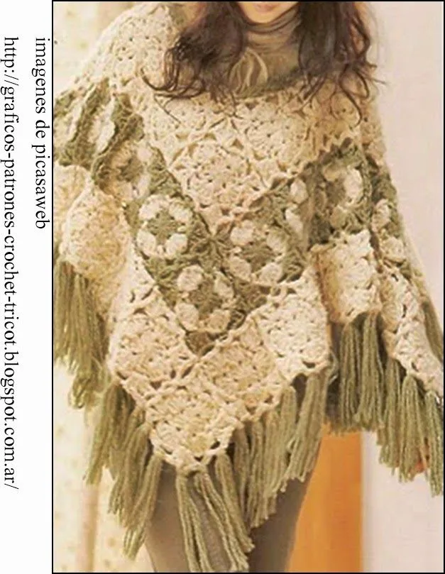 CROCHET - GANCHILLO - PATRONES - GRAFICOS: HERMOSO PONCHITO TEJIDO ...