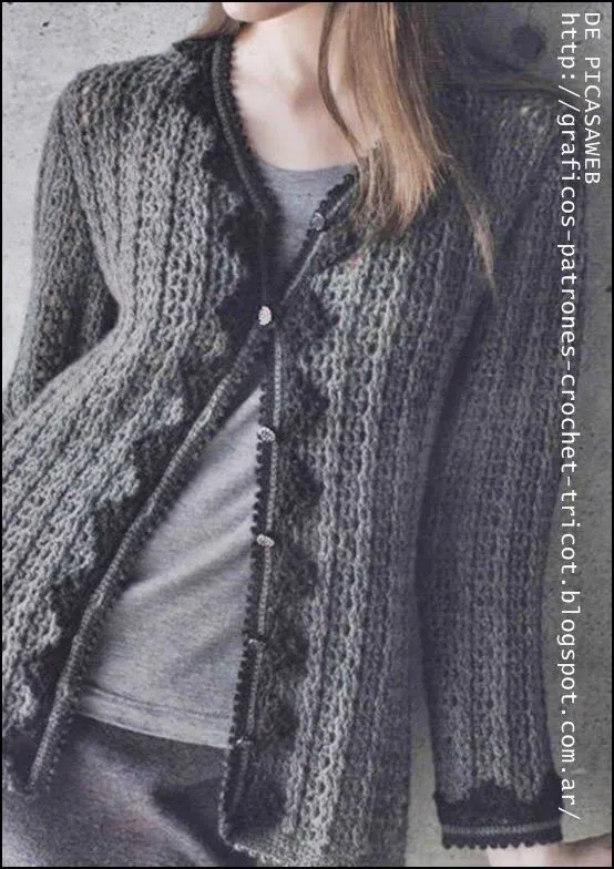 CROCHET - GANCHILLO - PATRONES - GRAFICOS: CAMPERA TEJIDA A CROCHET