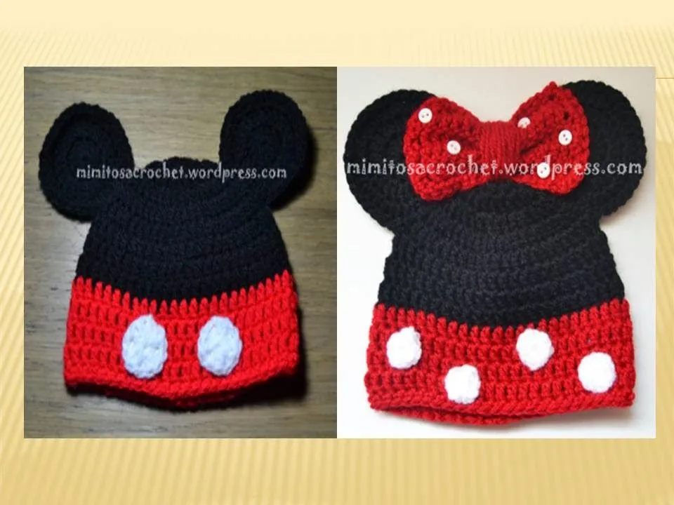 MIS COSAS A CROCHET: Gorros Mickey y Minnie Mouse