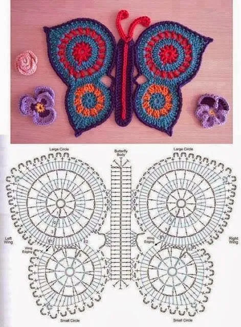 Su Crochet: hermosas mariposas (aplicaciones)