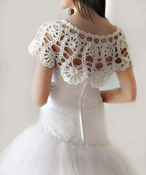 Crochet Lace Bridal Shrug Wrap Capelet Weddings OOAK White ... Crochet Lace Bridal Shrug Wrap Capelet Weddings OOAK White ...